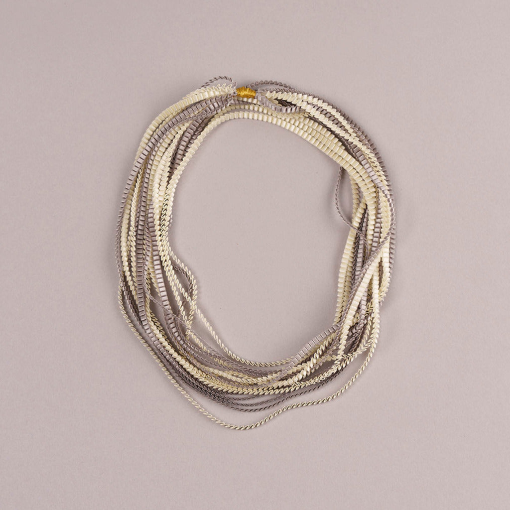Silk Necklace - Silver and Cream