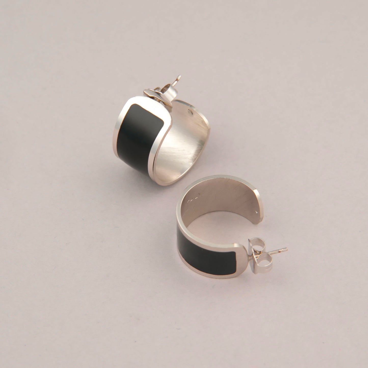 Orecchini Fascia grande - Argento e nero