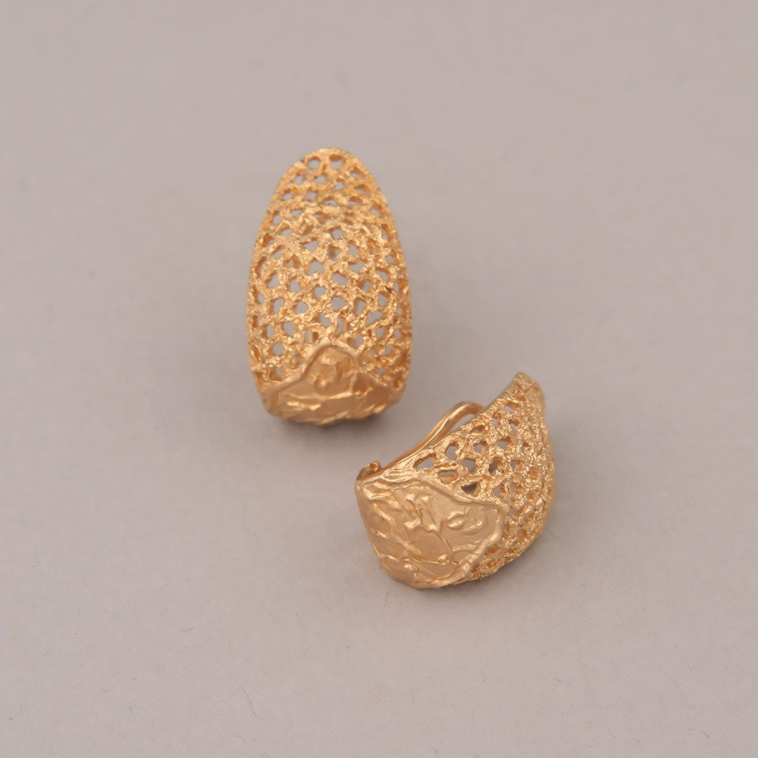 Orecchini Grid - Argento dorato