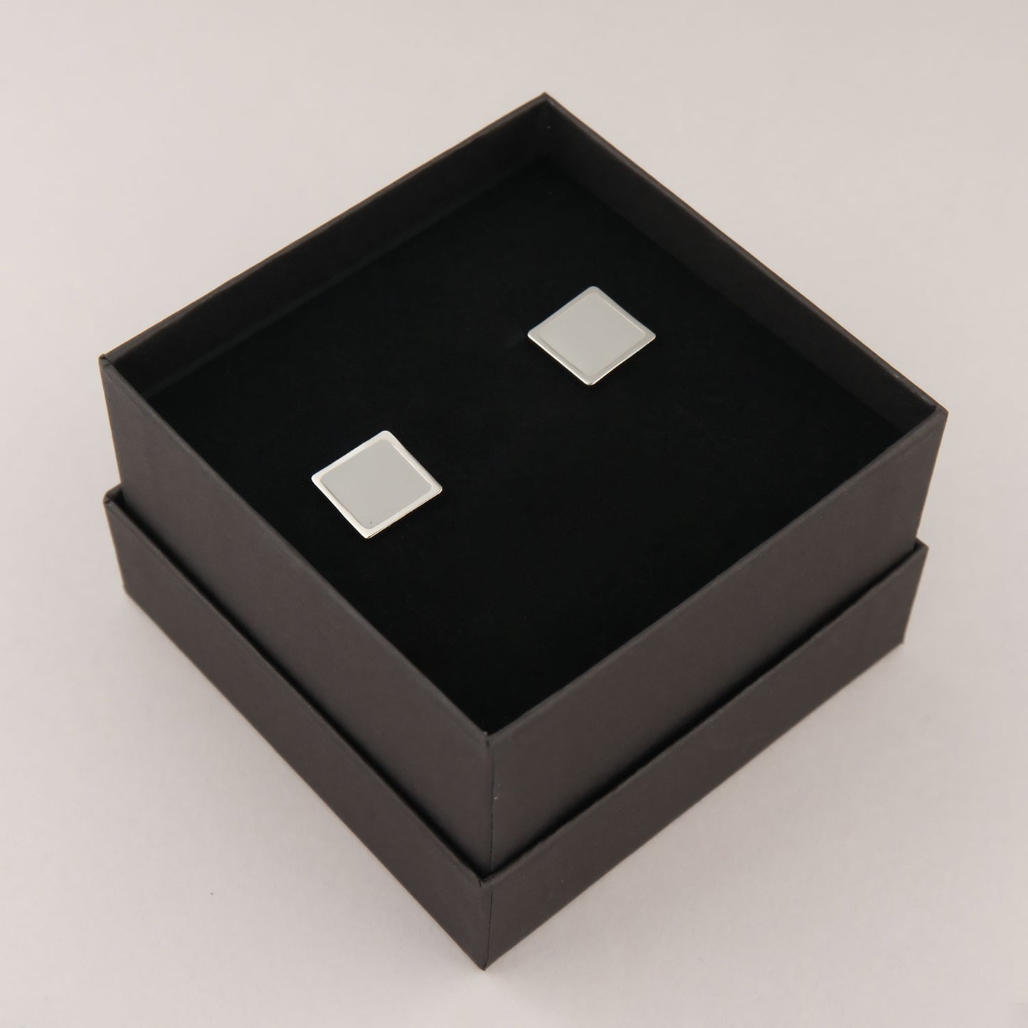 Orecchini Quadrato - Rodio e grigio