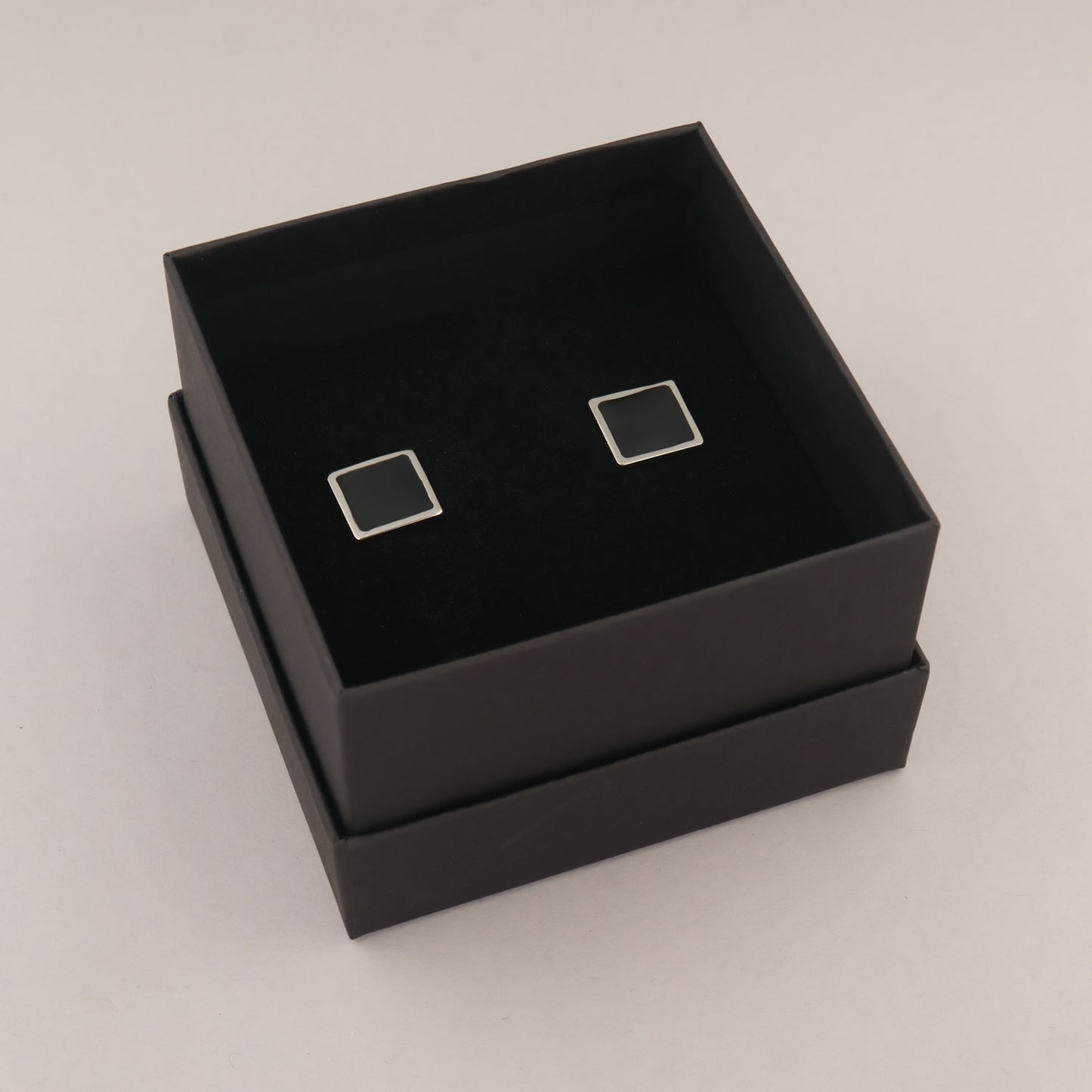 Orecchini Quadrato - Argento e nero