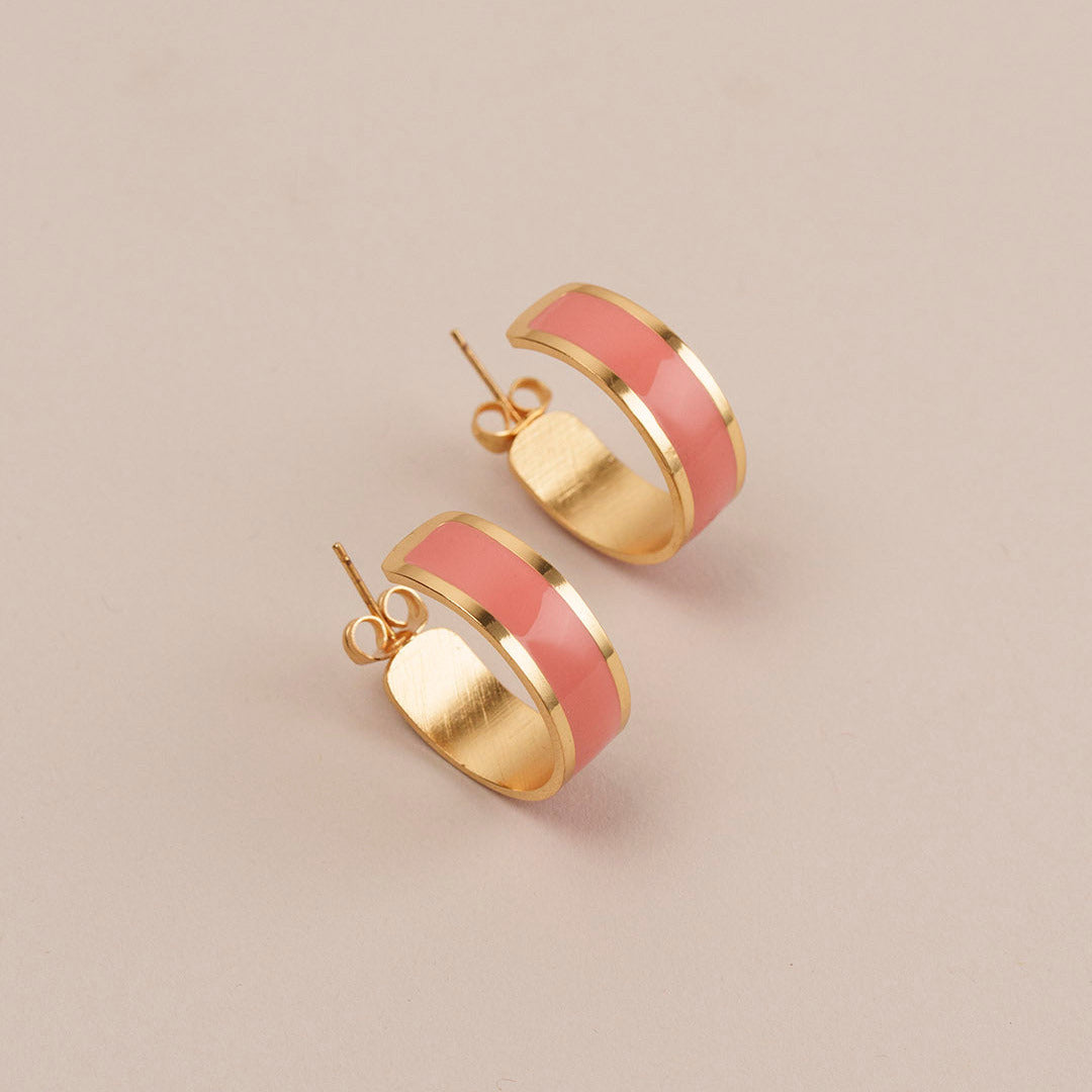 orecchini-donna-fascia-rosa-pesca-francesca-bianchi-design-frontale