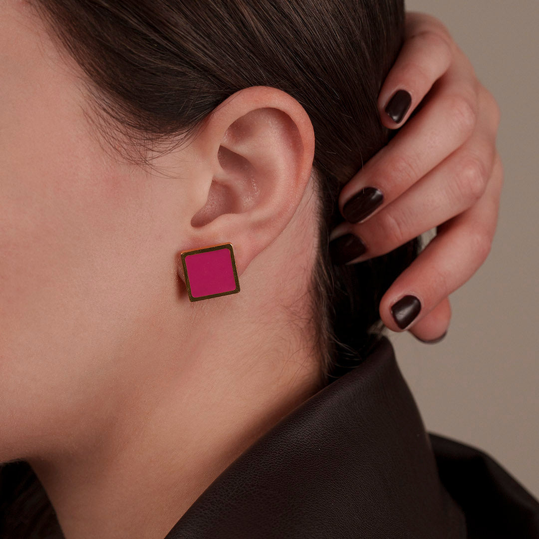 orecchini quadrati realizzati a mano in lastra francesca bianchi