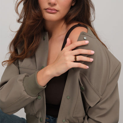 Anello Fascia piccola - Oro e marrone