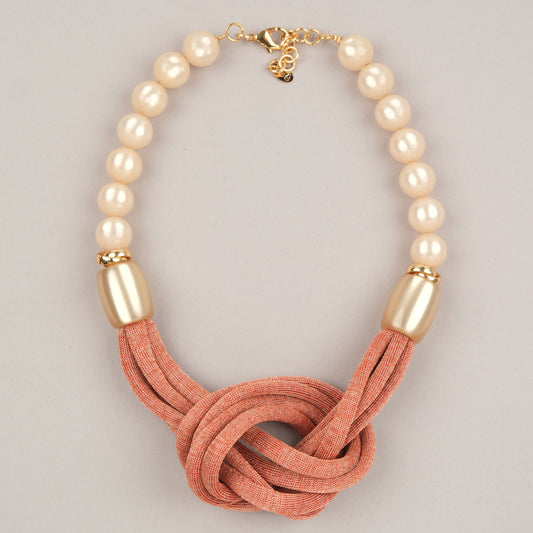 Collana Nodo con perle - Corallo