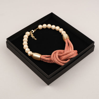 Collana Nodo con perle - Corallo