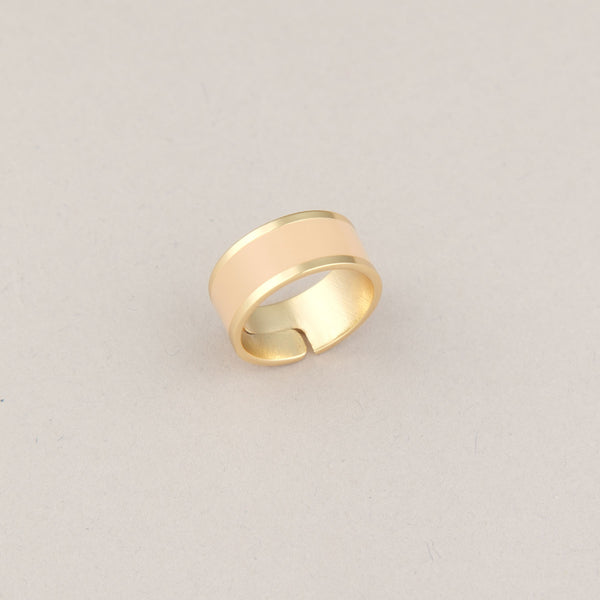 Anello Fascia piccola - Oro e beige