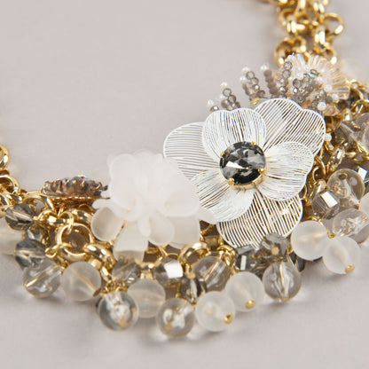 Collana Floralia - Bianco, grigio, dorato