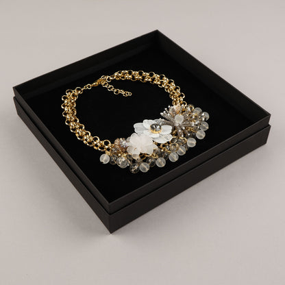 Collana Floralia - Bianco, grigio, dorato