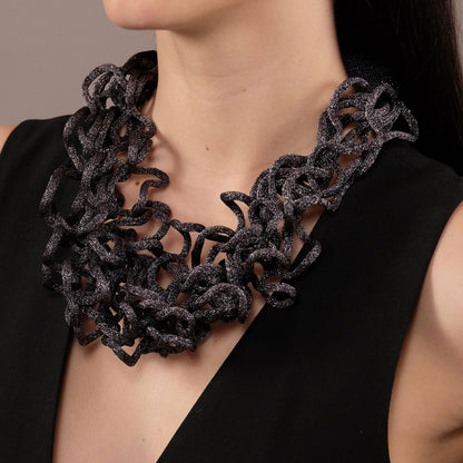 Collana Riccia Lurex - Argento brunito