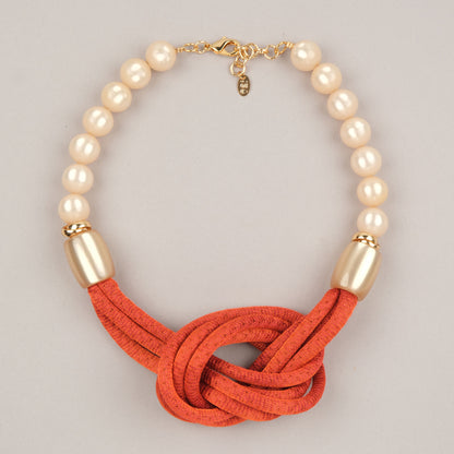 Collana Nodo con perle - Arancio
