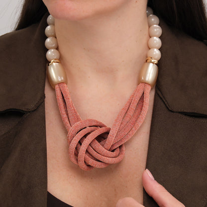 Collana Nodo con perle - Corallo