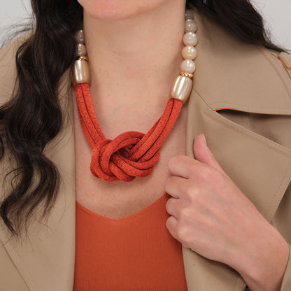 Collana Nodo con perle - Arancio