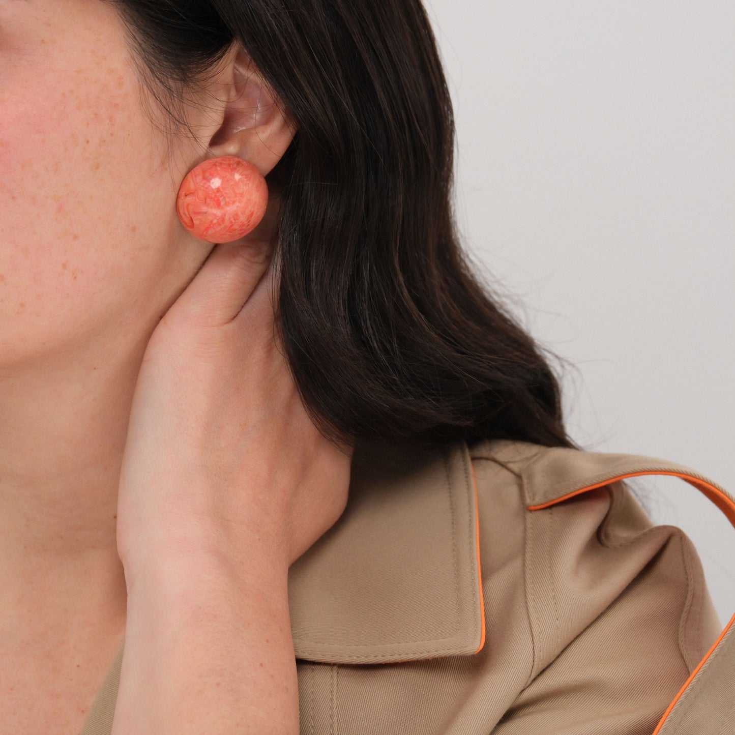 Orecchini Roulette con clip - Corallo