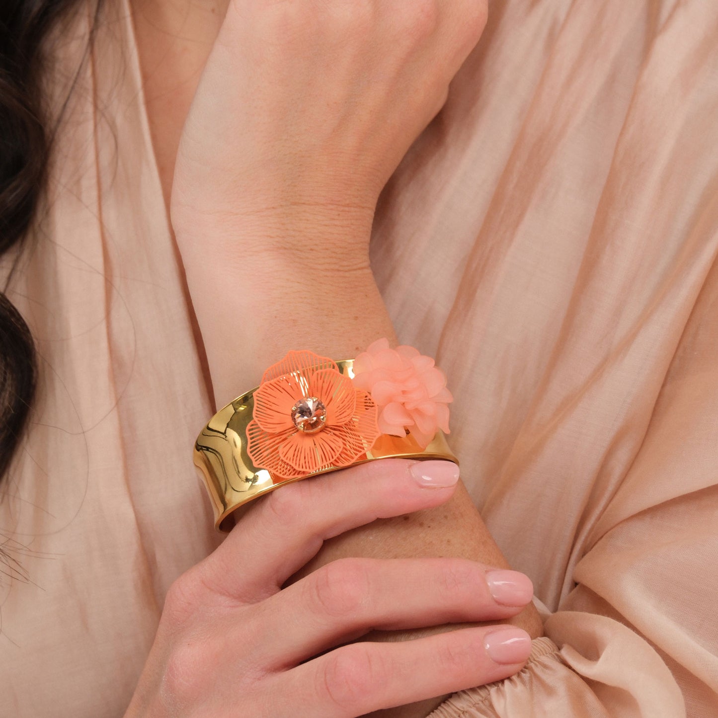Bracciale Pistillo - Rosa, arancio, dorato