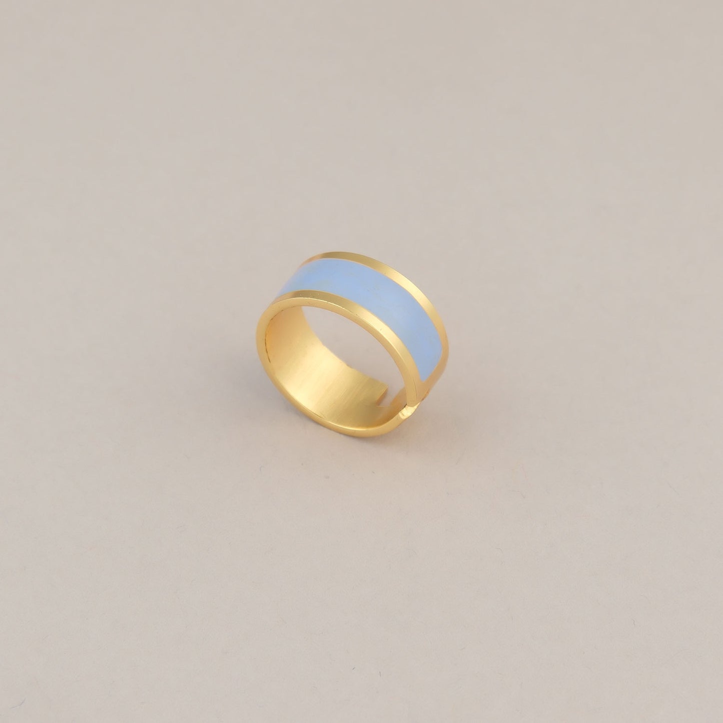 Anello Fascia piccola - Oro e azzurro