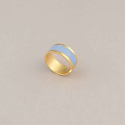 Anello Fascia piccola - Oro e azzurro