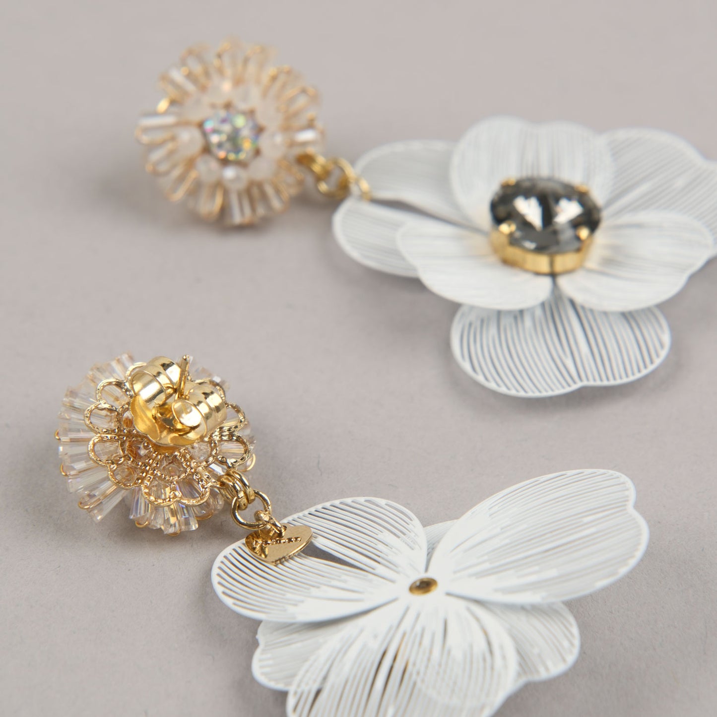 Orecchini Floralia - Bianco, grigio