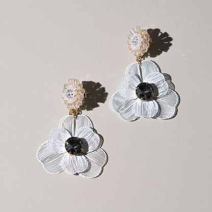 Orecchini Floralia - Bianco, grigio