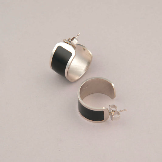 Orecchini Fascia grande - Argento e nero
