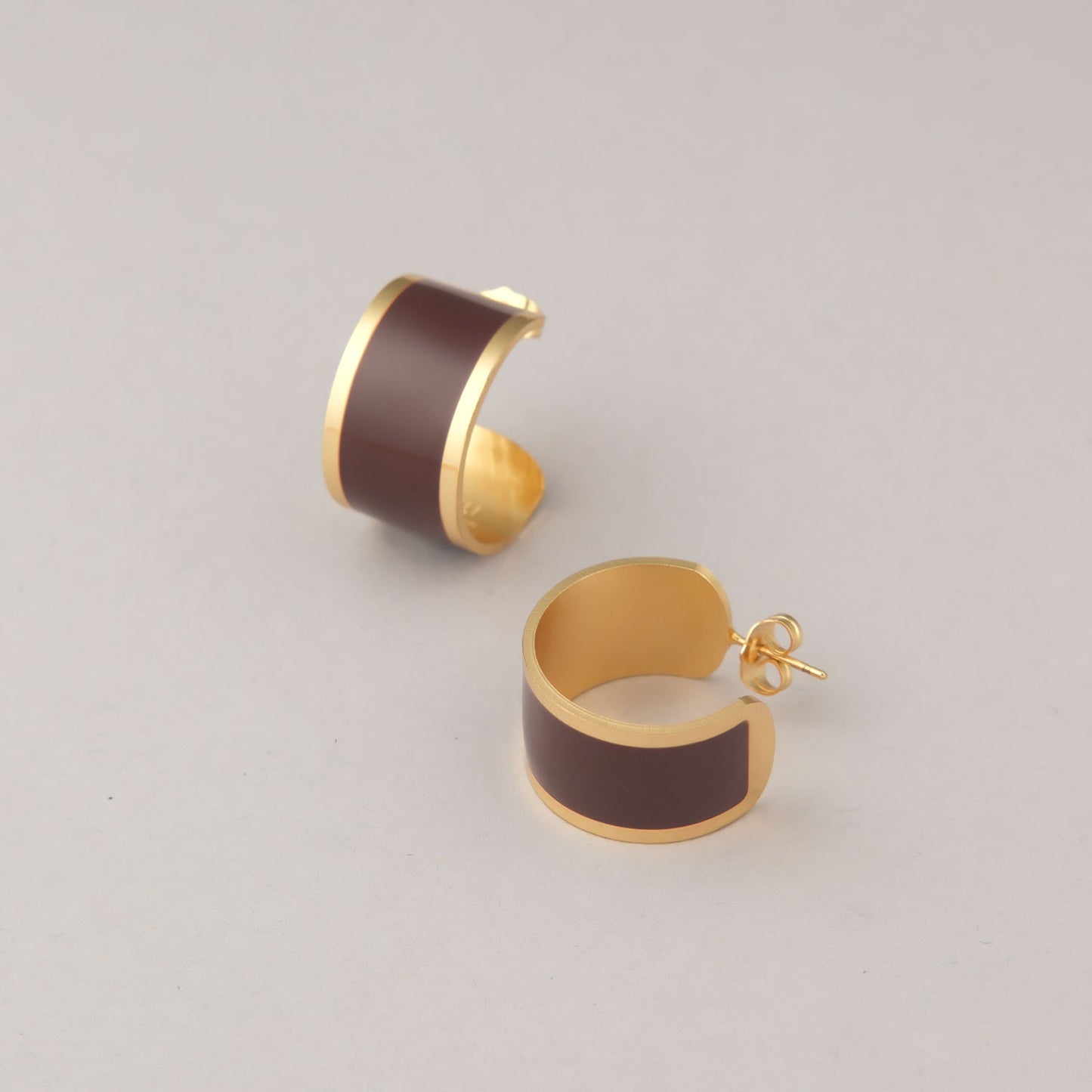 Orecchini Fascia Grande - Marrone