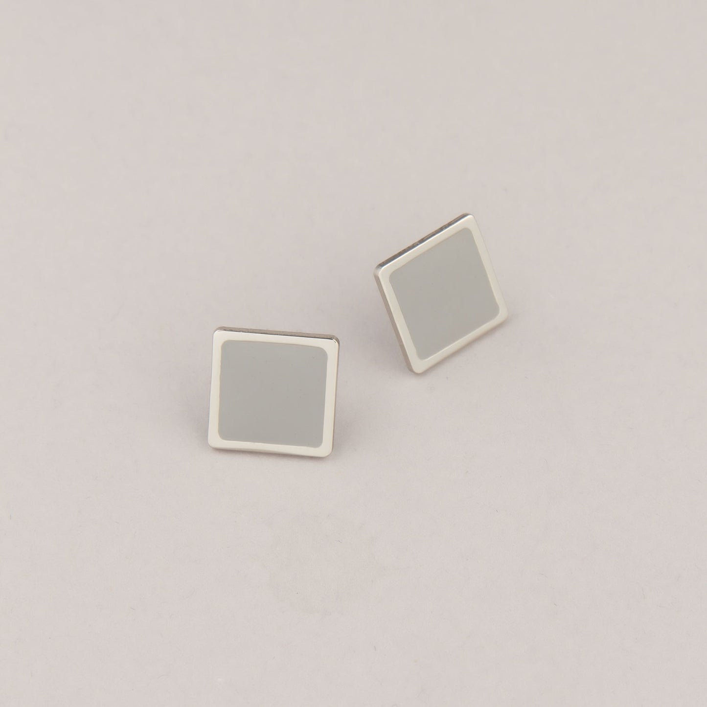 Orecchini Quadrato - Rodio e grigio