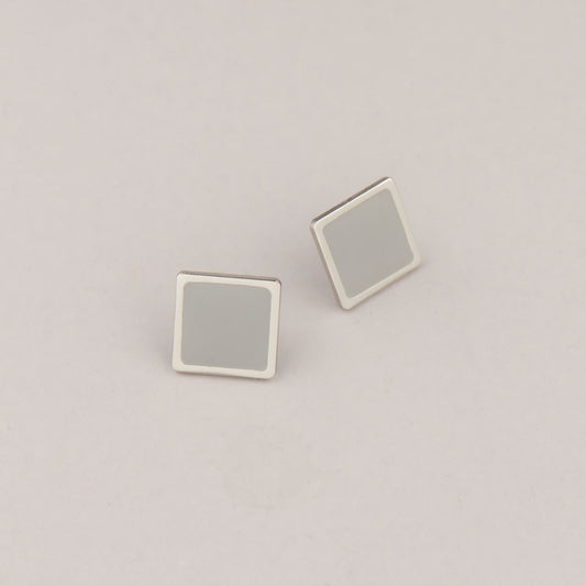 Orecchini Quadrato - Rodio e grigio