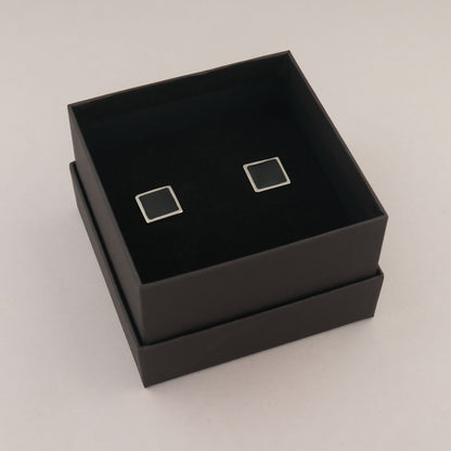 Orecchini Quadrato - Argento e nero
