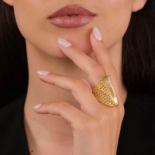 Anello Grid - Argento dorato