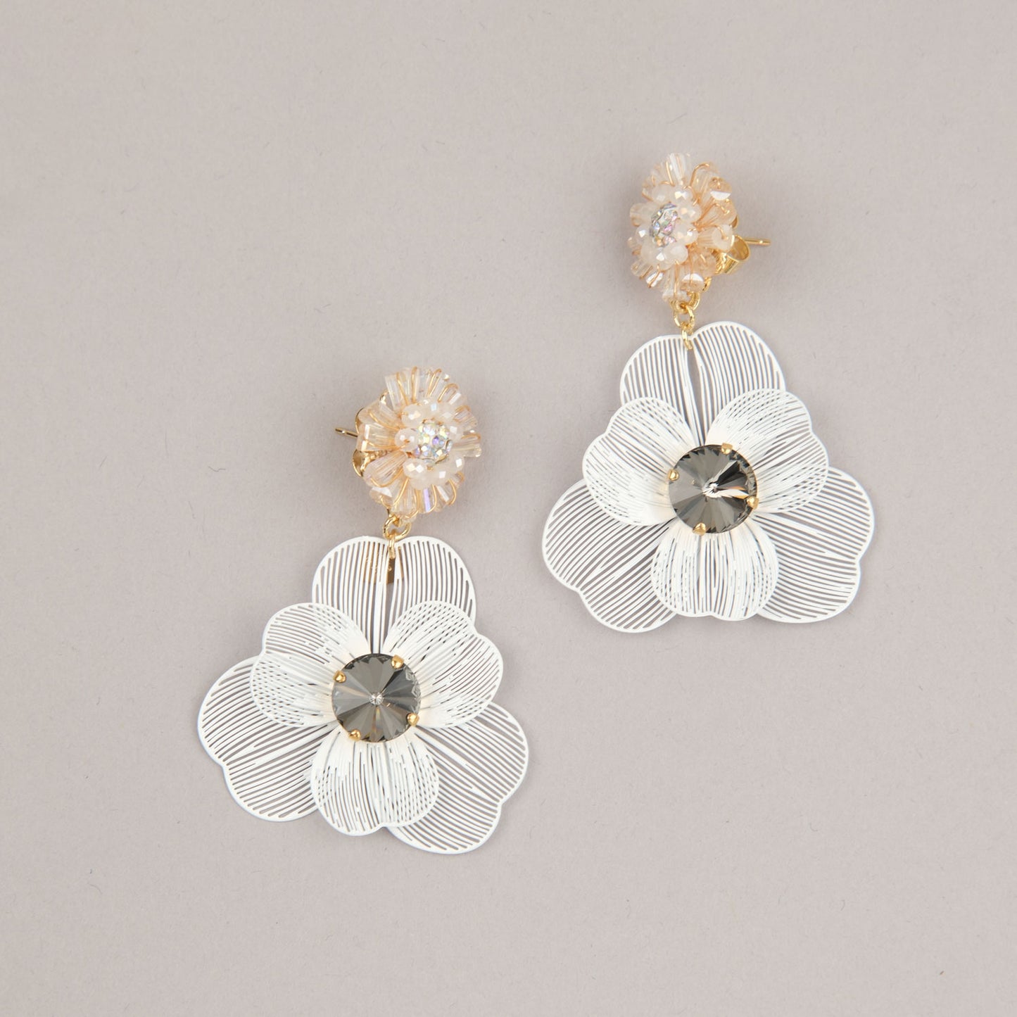 Orecchini Floralia - Bianco, grigio