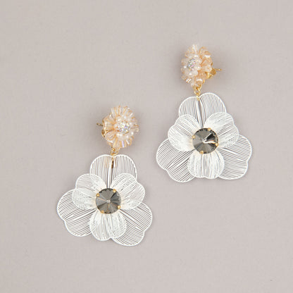 Orecchini Floralia - Bianco, grigio