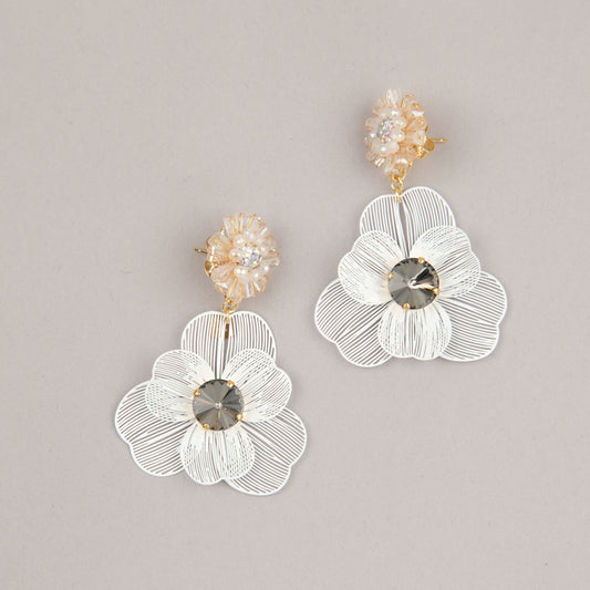 Orecchini Floralia - Bianco, grigio