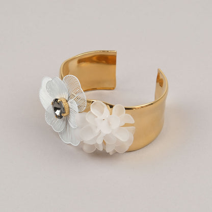 Bracciale Floralia - Bianco, grigio, dorato