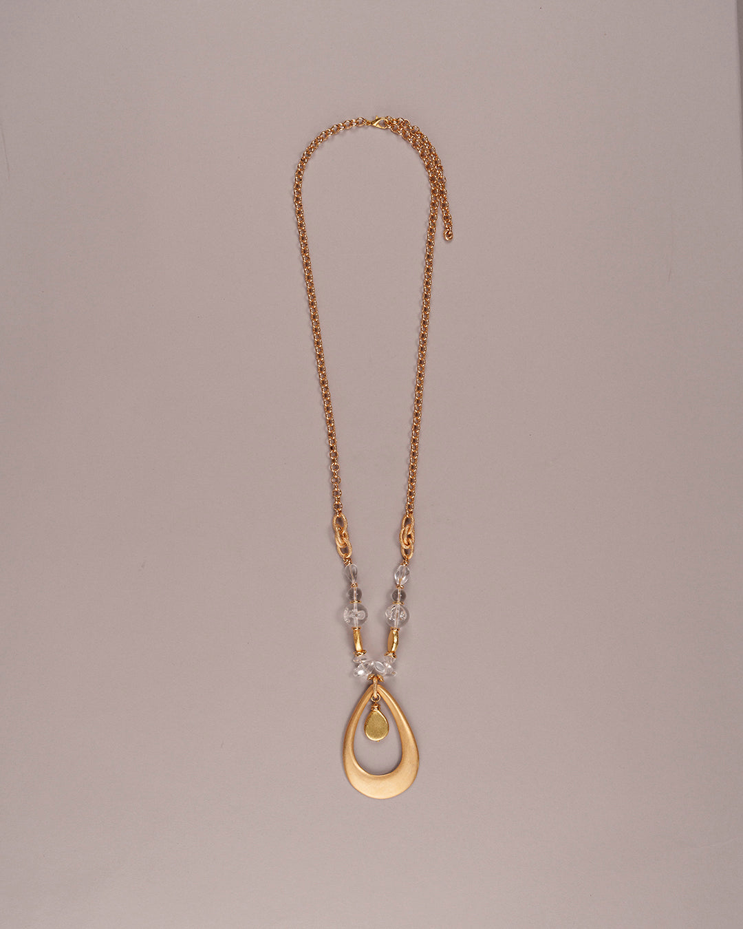 Collana Foglia d'oro con goccia