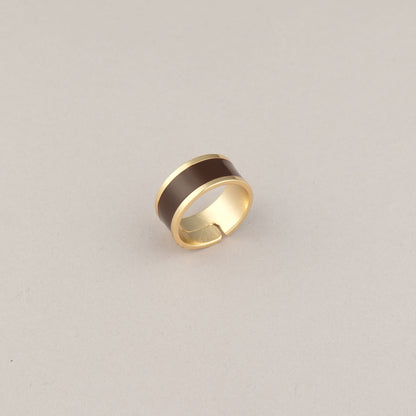 Anello Fascia piccola - Oro e cioccolato
