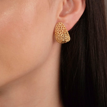 Orecchini Grid - Argento dorato