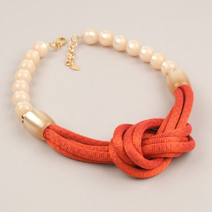 Collana Nodo con perle - Arancio