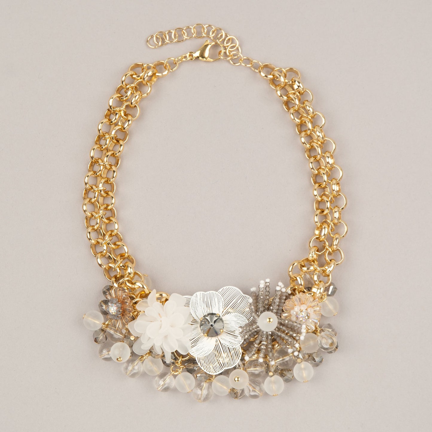Collana Floralia - Bianco, grigio, dorato