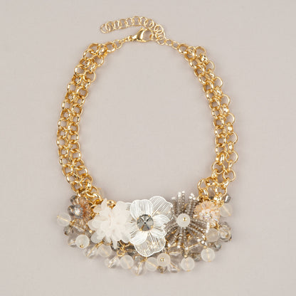 Collana Floralia - Bianco, grigio, dorato