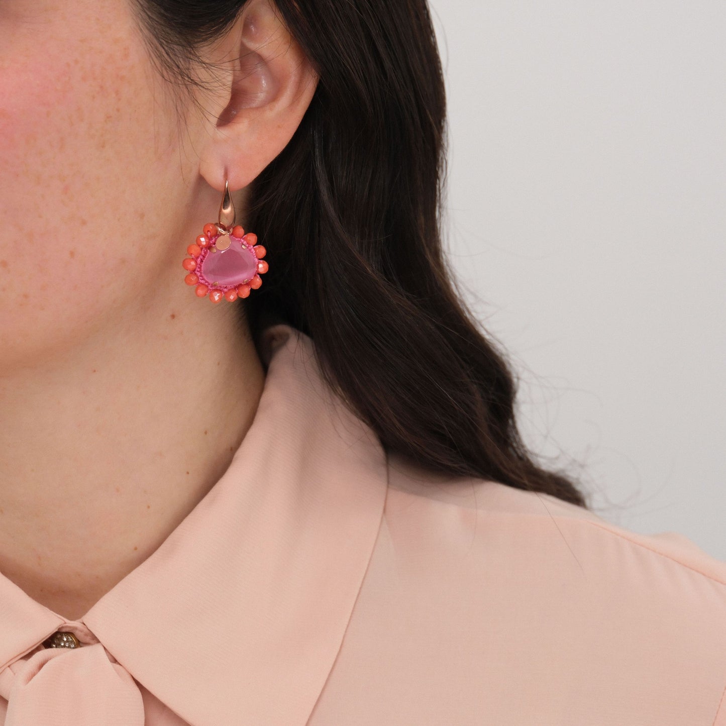 Orecchini Allegoria - Fucsia e corallo