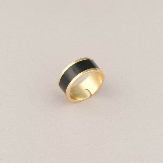 Anello Fascia piccola - Oro e nero